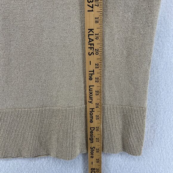 CARMEN Sweater L MARC VALCO Cowl Neck Metallic Pullover Rayon Blend Beige Gold - Picture 13 of 14